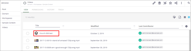 Browse search results with metadata only asset