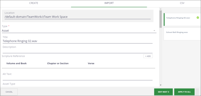 Import window with metadata