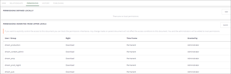 Permissions tab