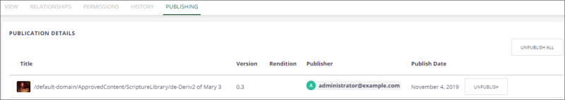 Publishing tab