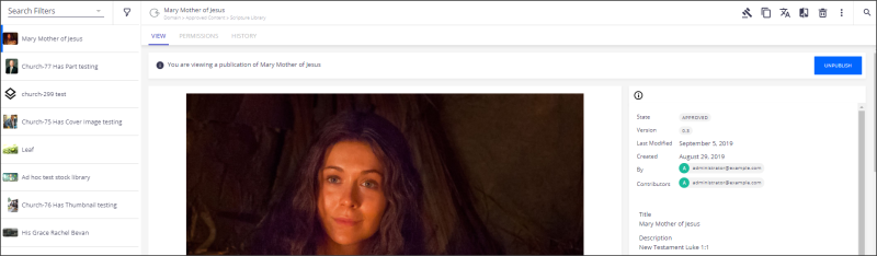 Search Results queue on the left with image details on the right
